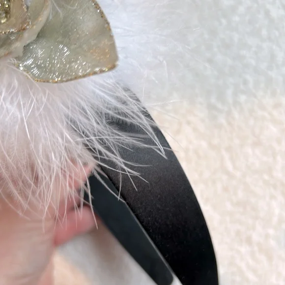 Poinsettia Women's Fascinator Headband Black and Metallic - Picture 4 of 4